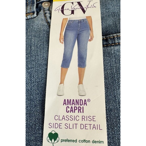 Gloria Vanderbilt Womens Size 6 Blue Denim Amanda Capri Classic Rise Slit New - Picture 8 of 8